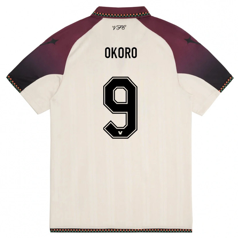 Danxen Hombre Camiseta Alvin Okoro #9 Crema Borgoña 2ª Equipación 2025/26 La Camisa