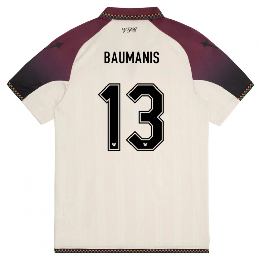 Danxen Hombre Camiseta Kristofers Baumanis #13 Crema Borgoña 2ª Equipación 2025/26 La Camisa