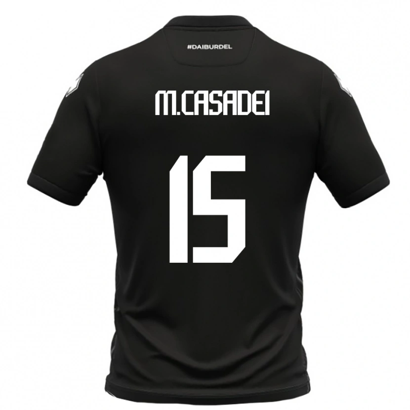 Danxen Hombre Camiseta Matteo Casadei #15 Negro Blanco 2ª Equipación 2025/26 La Camisa