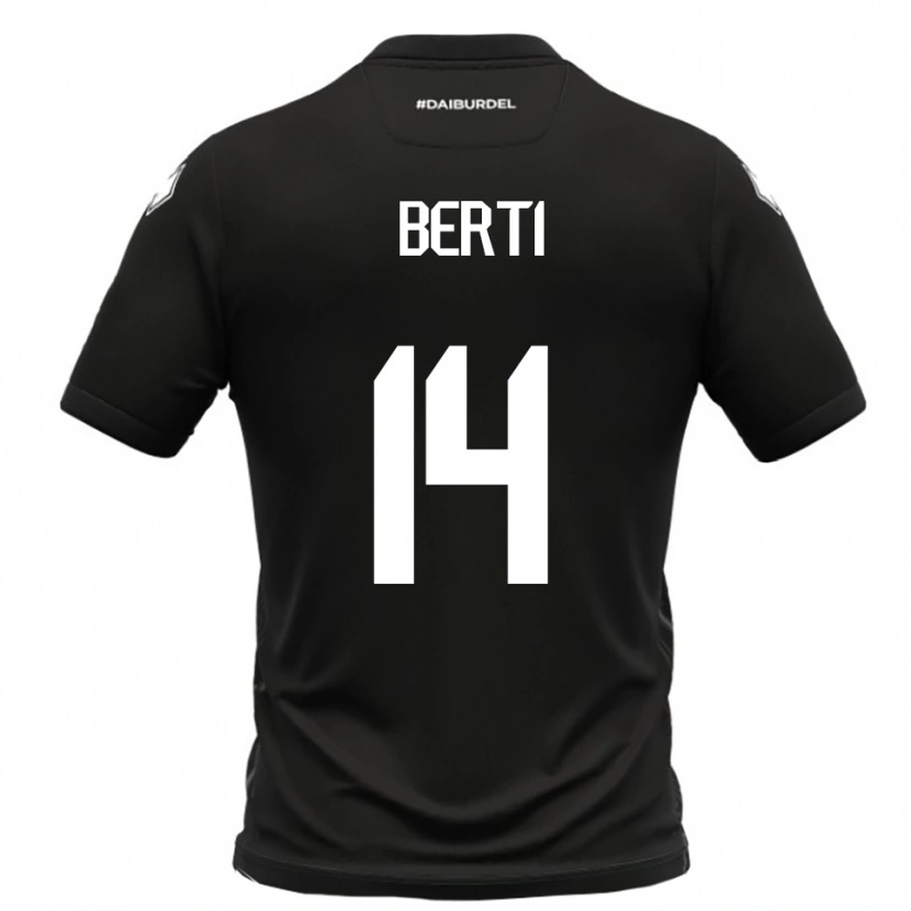 Danxen Hombre Camiseta Tommaso Berti #14 Negro Blanco 2ª Equipación 2025/26 La Camisa