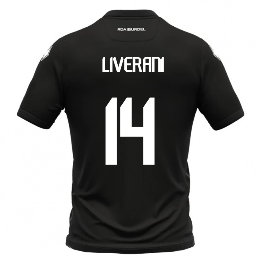 Danxen Hombre Camiseta Vittorio Liverani #14 Negro Blanco 2ª Equipación 2025/26 La Camisa