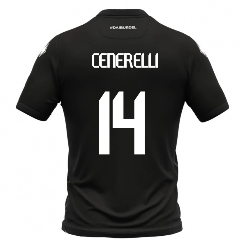 Danxen Hombre Camiseta Alessandro Cenerelli #14 Negro Blanco 2ª Equipación 2025/26 La Camisa