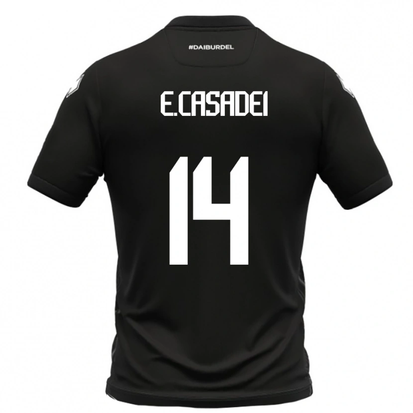 Danxen Hombre Camiseta Enea Casadei #14 Negro Blanco 2ª Equipación 2025/26 La Camisa