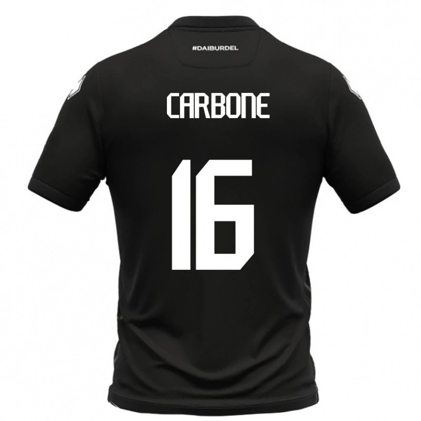 Danxen Hombre Camiseta Andrea Carbone #16 Negro Blanco 2ª Equipación 2025/26 La Camisa
