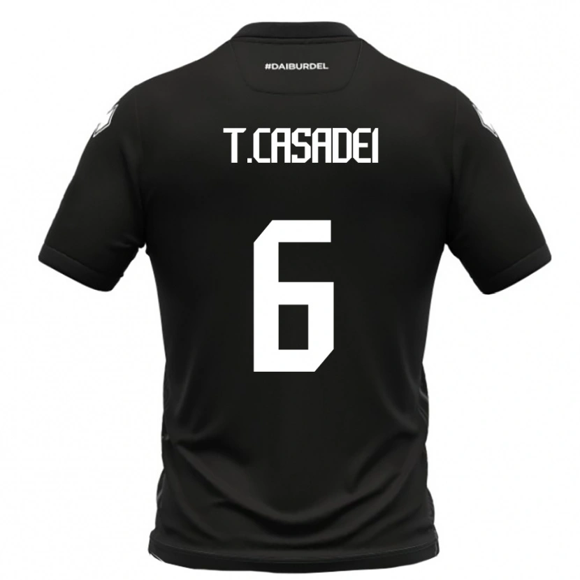 Danxen Hombre Camiseta Tommaso Casadei #6 Negro Blanco 2ª Equipación 2025/26 La Camisa