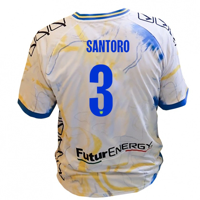 Danxen Hombre Camiseta Albert Santoro #3 Blanco Amarillo Azul 2ª Equipación 2025/26 La Camisa