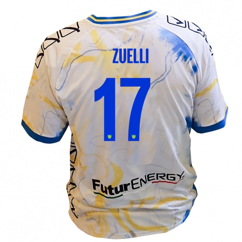 Danxen Hombre Camiseta Emanuele Zuelli #17 Blanco Amarillo Azul 2ª Equipación 2025/26 La Camisa