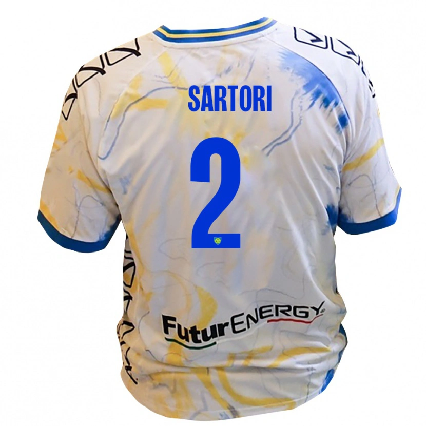 Danxen Hombre Camiseta Edoardo Sartori #2 Blanco Amarillo Azul 2ª Equipación 2025/26 La Camisa