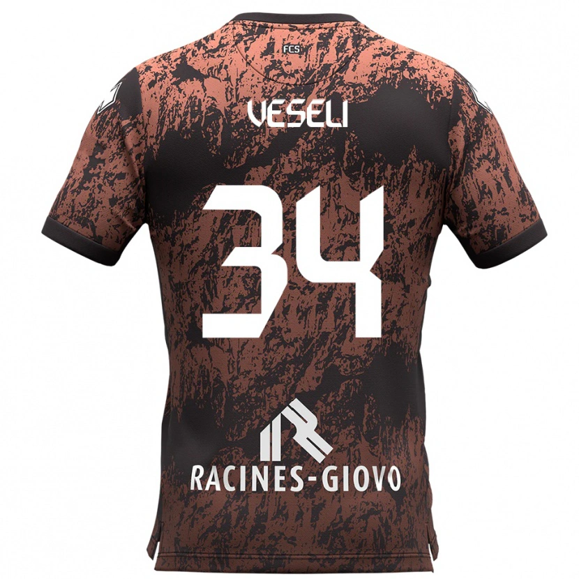 Danxen Hombre Camiseta Frédéric Veseli #34 Marrón Negro 2ª Equipación 2025/26 La Camisa