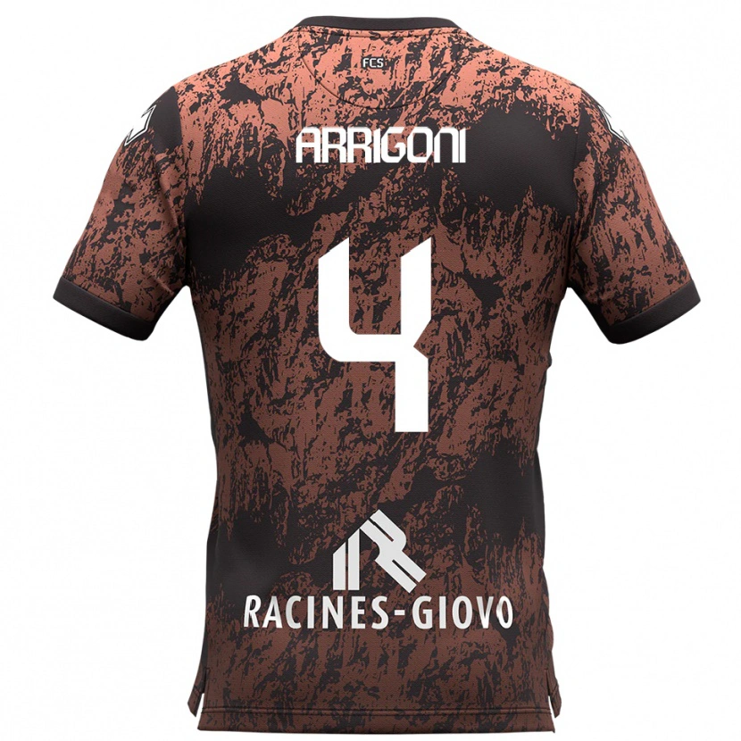 Danxen Hombre Camiseta Tommaso Arrigoni #4 Marrón Negro 2ª Equipación 2025/26 La Camisa