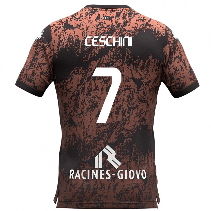 Danxen Hombre Camiseta Nicolò Ceschini #7 Marrón Negro 2ª Equipación 2025/26 La Camisa