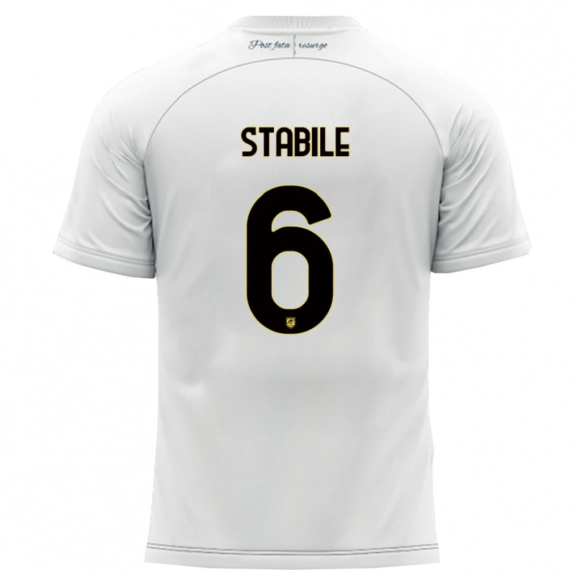 Danxen Hombre Camiseta Giacomo Stabile #6 Blanco Amarillo 2ª Equipación 2025/26 La Camisa