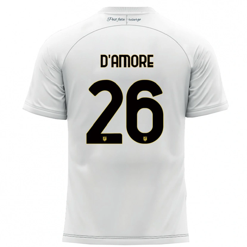 Danxen Hombre Camiseta Francesco D'amore #26 Blanco Amarillo 2ª Equipación 2025/26 La Camisa
