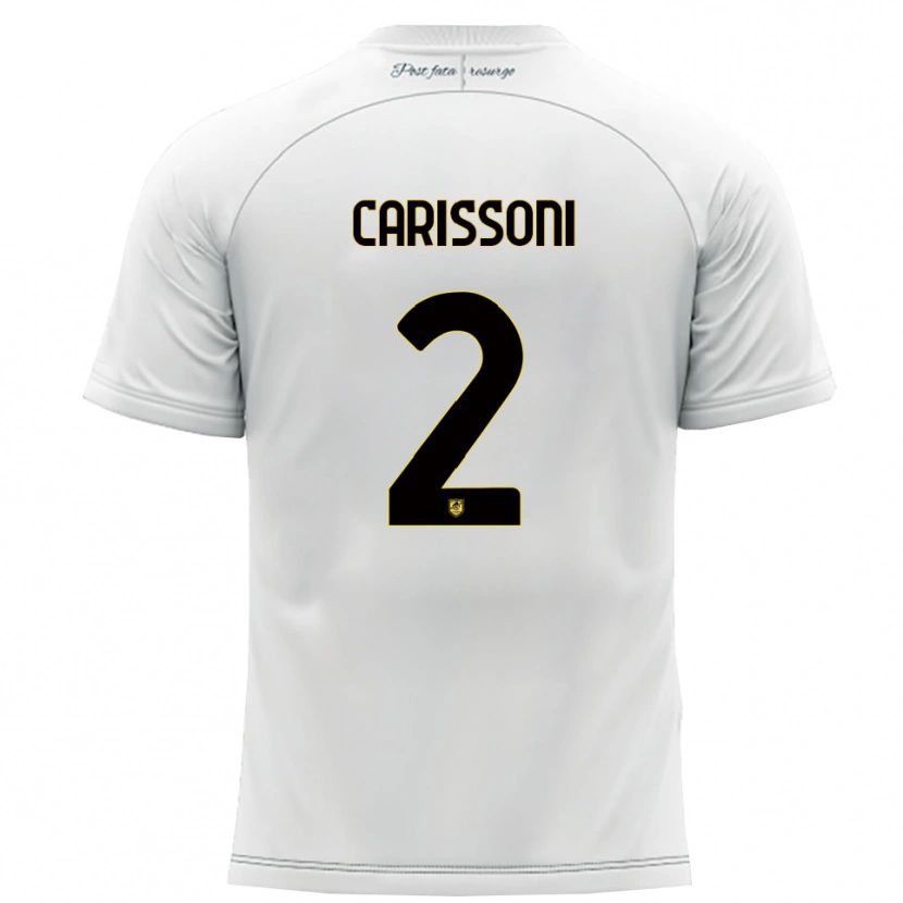 Danxen Hombre Camiseta Lorenzo Carissoni #2 Blanco Amarillo 2ª Equipación 2025/26 La Camisa