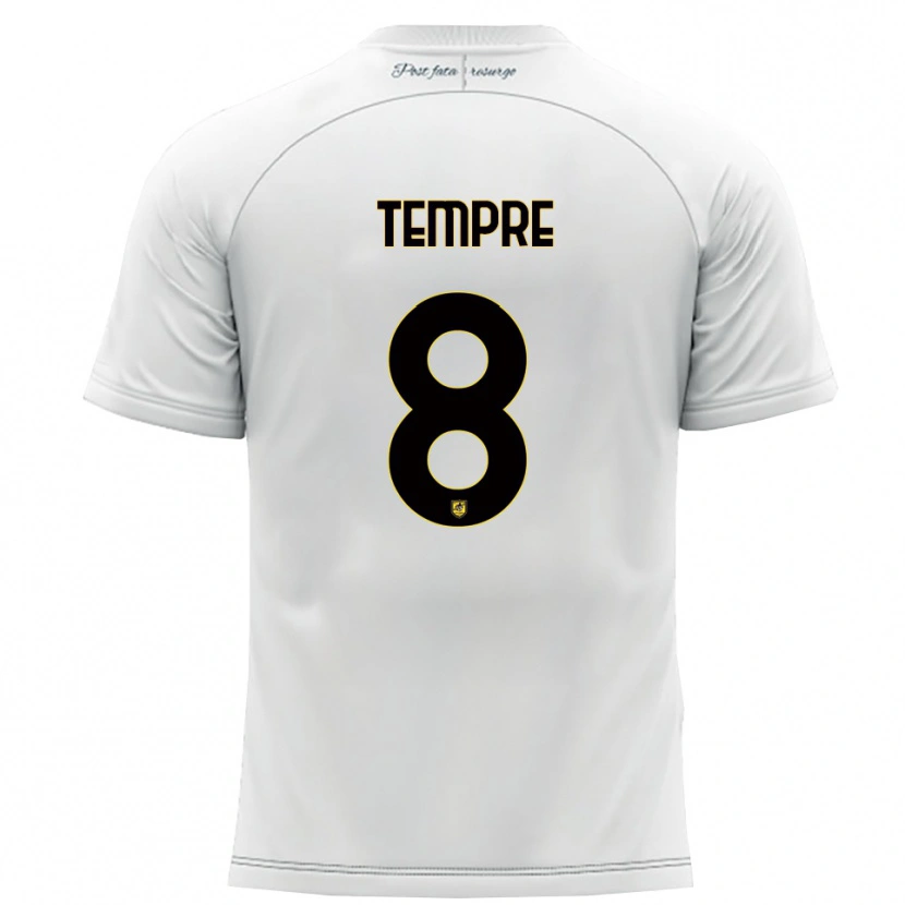 Danxen Hombre Camiseta Domenico Tempre #8 Blanco Amarillo 2ª Equipación 2025/26 La Camisa