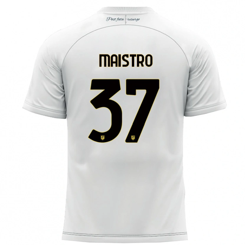 Danxen Hombre Camiseta Fabio Maistro #37 Blanco Amarillo 2ª Equipación 2025/26 La Camisa