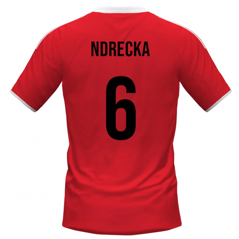 Danxen Hombre Camiseta Eros Ndrecka #6 Rojo Blanco 2ª Equipación 2025/26 La Camisa