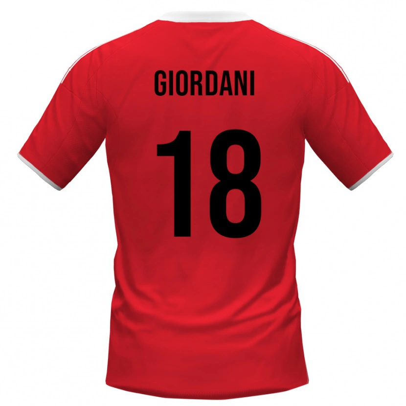 Danxen Hombre Camiseta Andrea Giordani #18 Rojo Blanco 2ª Equipación 2025/26 La Camisa