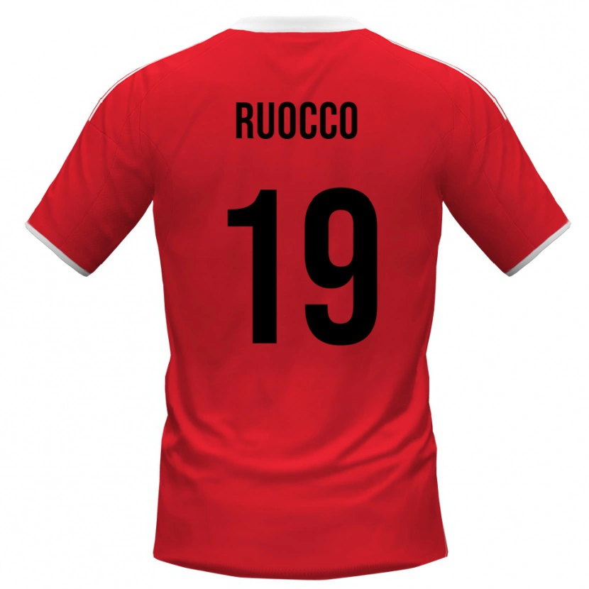 Danxen Hombre Camiseta Francesco Ruocco #19 Rojo Blanco 2ª Equipación 2025/26 La Camisa