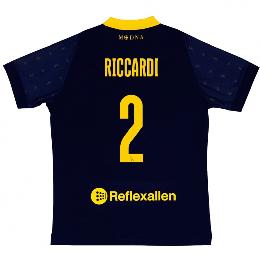 Danxen Hombre Camiseta Marcello Riccardi #2 Marino Amarillo 2ª Equipación 2025/26 La Camisa