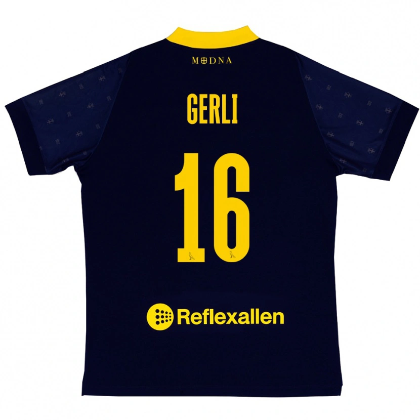 Danxen Hombre Camiseta Fabio Gerli #16 Marino Amarillo 2ª Equipación 2025/26 La Camisa