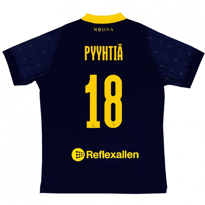 Danxen Hombre Camiseta Niklas Pyyhtiä #18 Marino Amarillo 2ª Equipación 2025/26 La Camisa