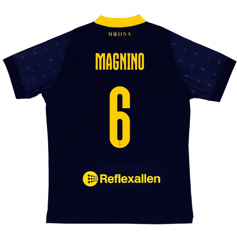 Danxen Hombre Camiseta Luca Magnino #6 Marino Amarillo 2ª Equipación 2025/26 La Camisa