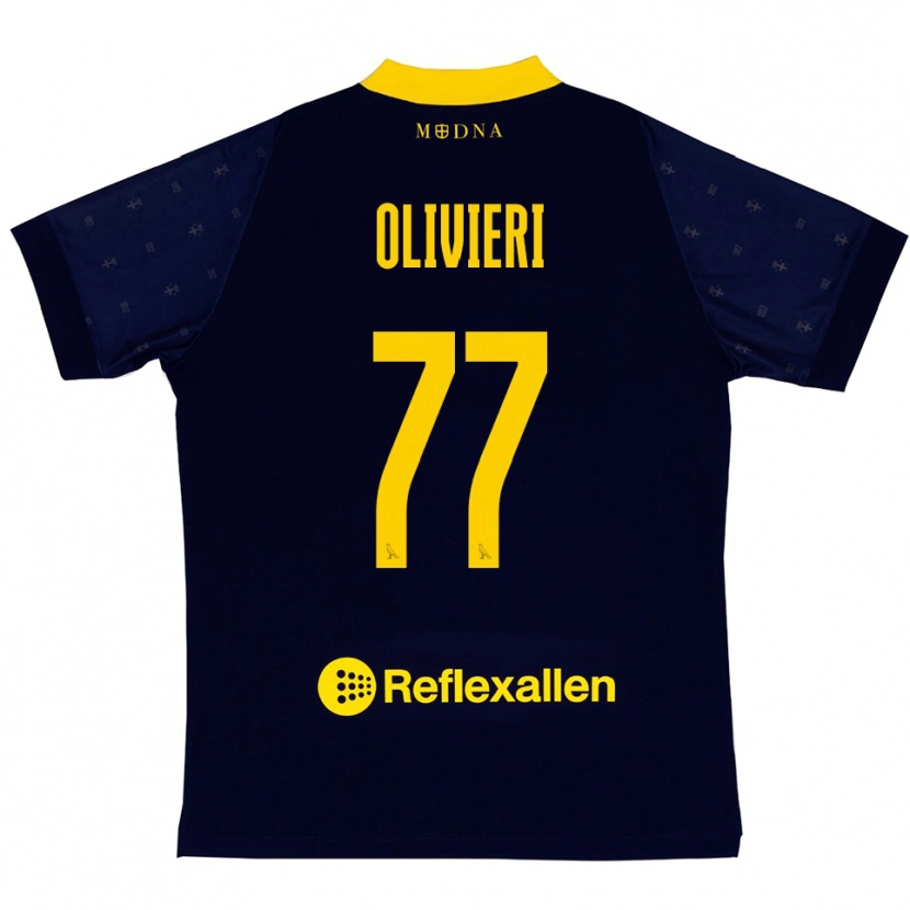 Danxen Hombre Camiseta Edoardo Olivieri #77 Marino Amarillo 2ª Equipación 2025/26 La Camisa