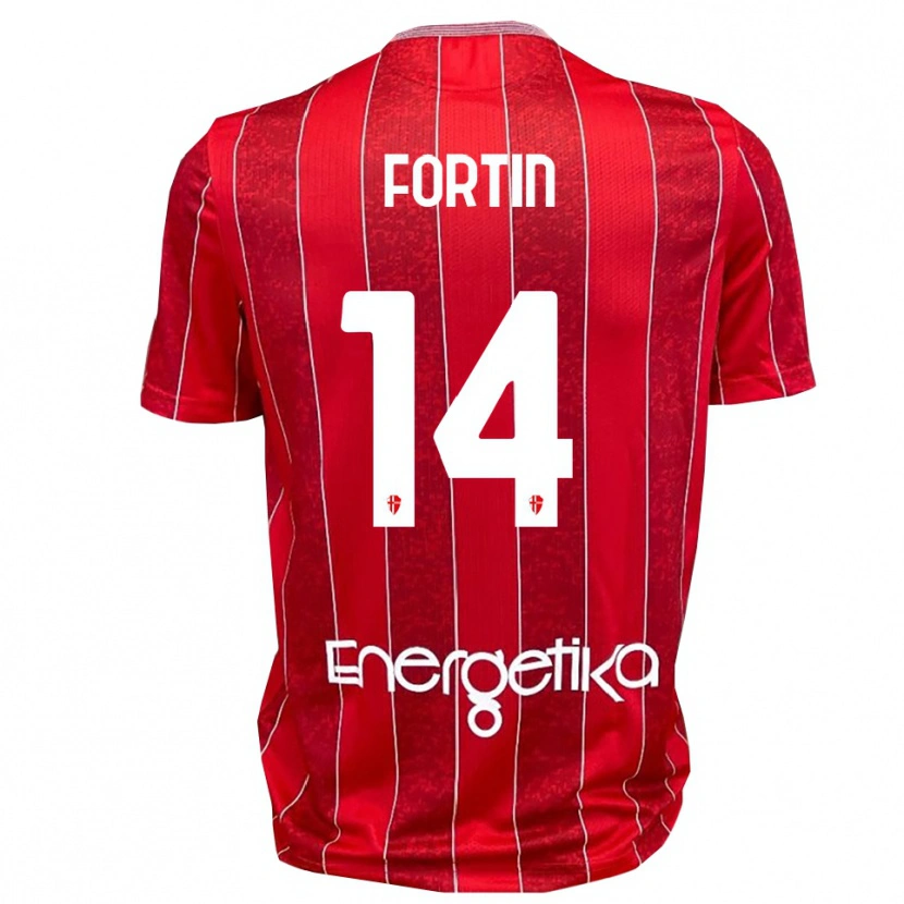 Danxen Hombre Camiseta Mattia Fortin #14 Rojo Blanco 2ª Equipación 2025/26 La Camisa