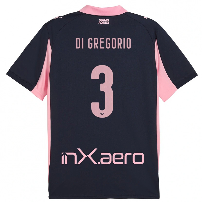 Danxen Hombre Camiseta Angelo Di Gregorio #3 Marino Rosa 2ª Equipación 2025/26 La Camisa