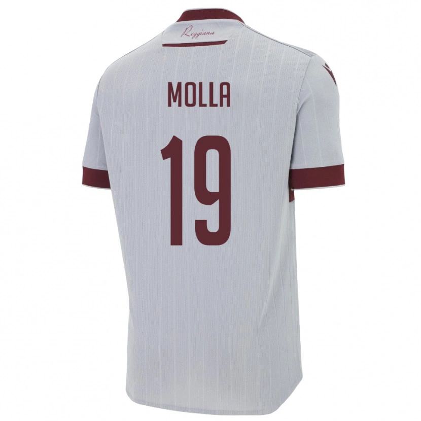 Danxen Hombre Camiseta Cristian Molla #19 Borgoña Blanco 2ª Equipación 2025/26 La Camisa