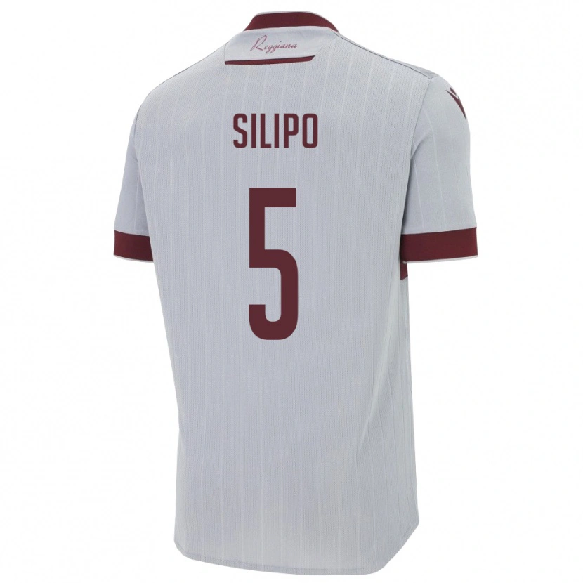 Danxen Hombre Camiseta Alessandro Silipo #5 Borgoña Blanco 2ª Equipación 2025/26 La Camisa