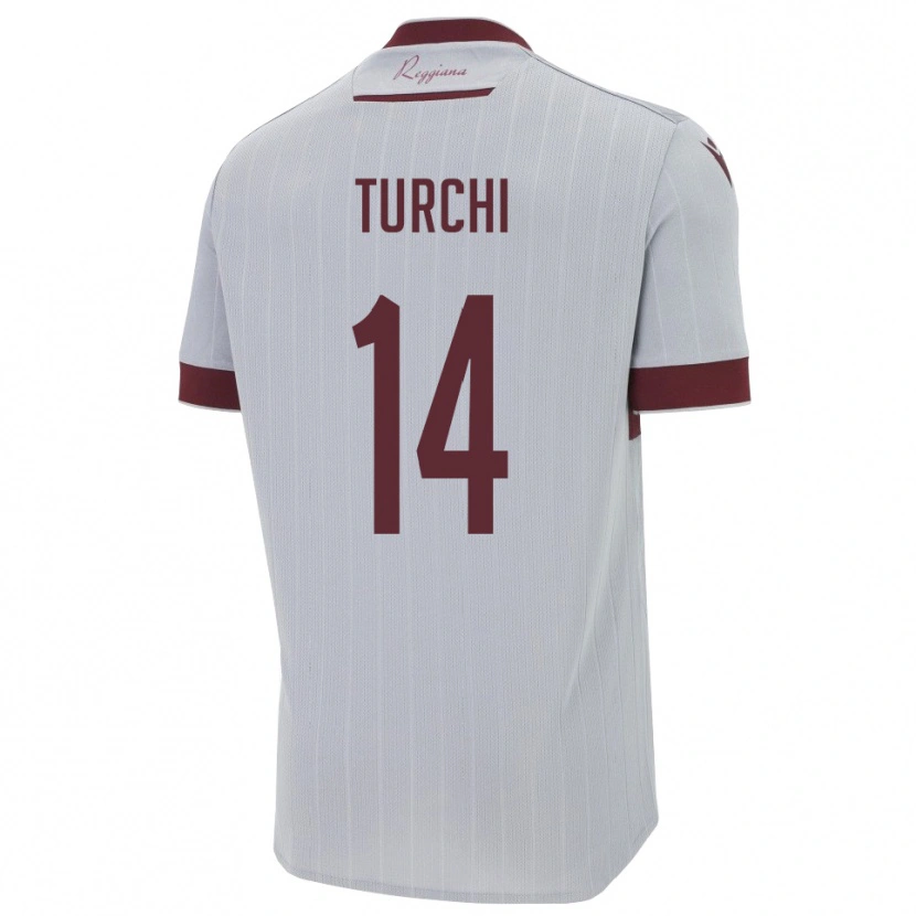 Danxen Hombre Camiseta Nicolò Turchi #14 Borgoña Blanco 2ª Equipación 2025/26 La Camisa