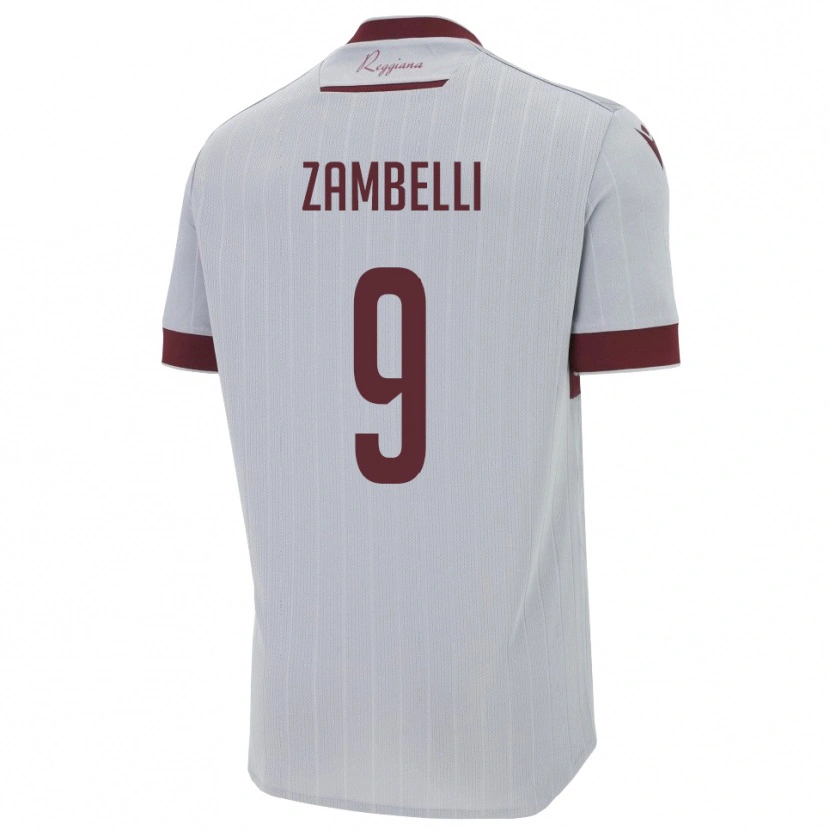 Danxen Hombre Camiseta Alessio Zambelli #9 Borgoña Blanco 2ª Equipación 2025/26 La Camisa