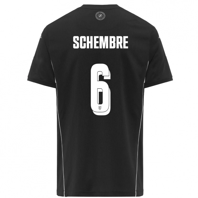 Danxen Hombre Camiseta Emanuele Schembre #6 Negro Blanco 2ª Equipación 2025/26 La Camisa