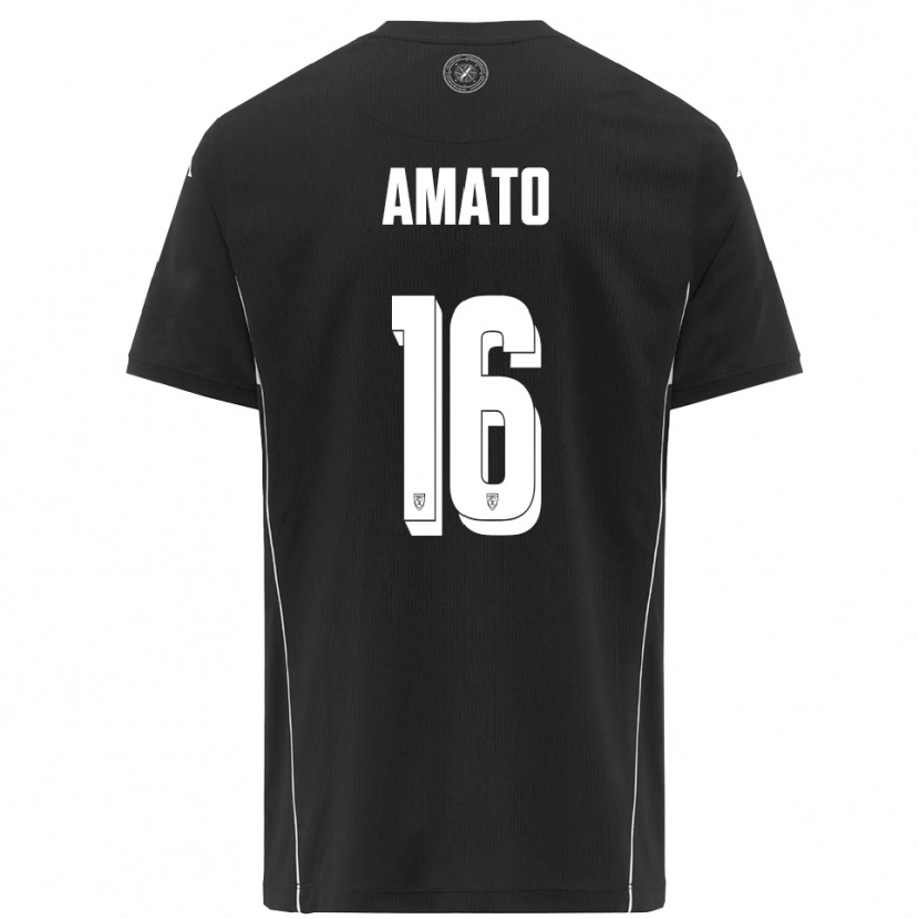 Danxen Hombre Camiseta Salvatore Amato #16 Negro Blanco 2ª Equipación 2025/26 La Camisa