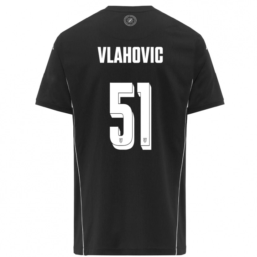 Danxen Hombre Camiseta Vanja Vlahović #51 Negro Blanco 2ª Equipación 2025/26 La Camisa