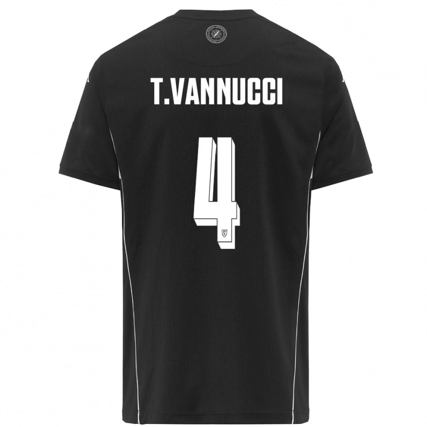 Danxen Hombre Camiseta Tommaso Vannucci #4 Negro Blanco 2ª Equipación 2025/26 La Camisa