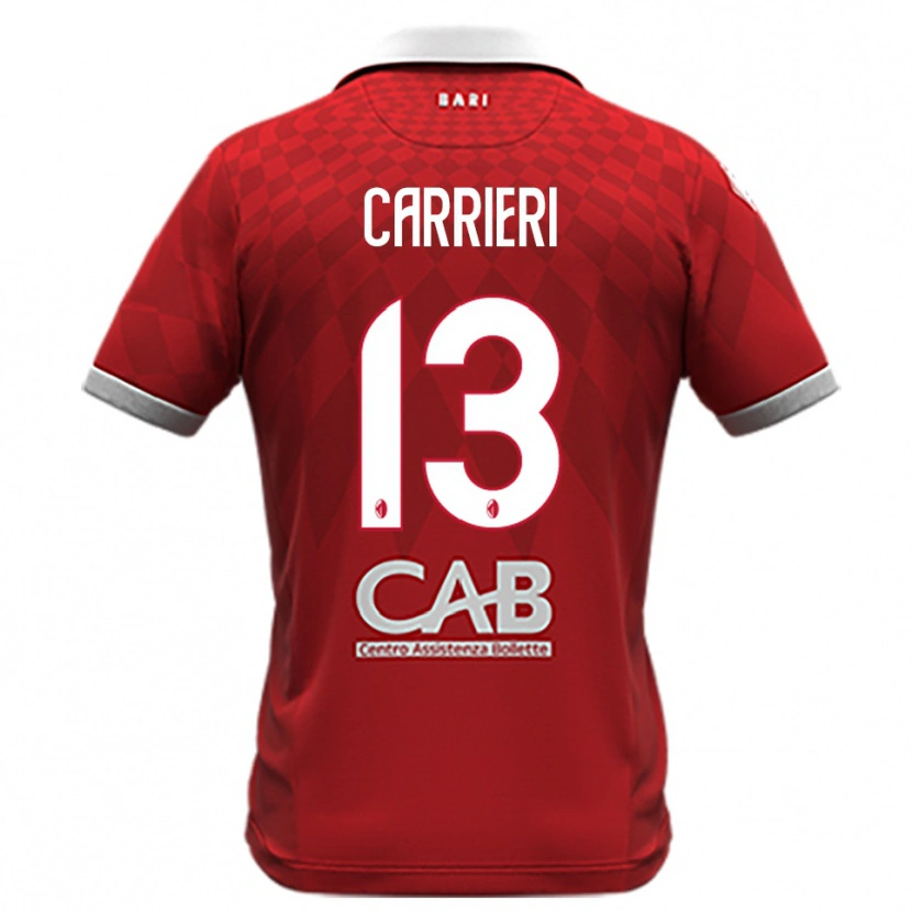 Danxen Hombre Camiseta Vitantonio Carrieri #13 Rojo Blanco 2ª Equipación 2025/26 La Camisa