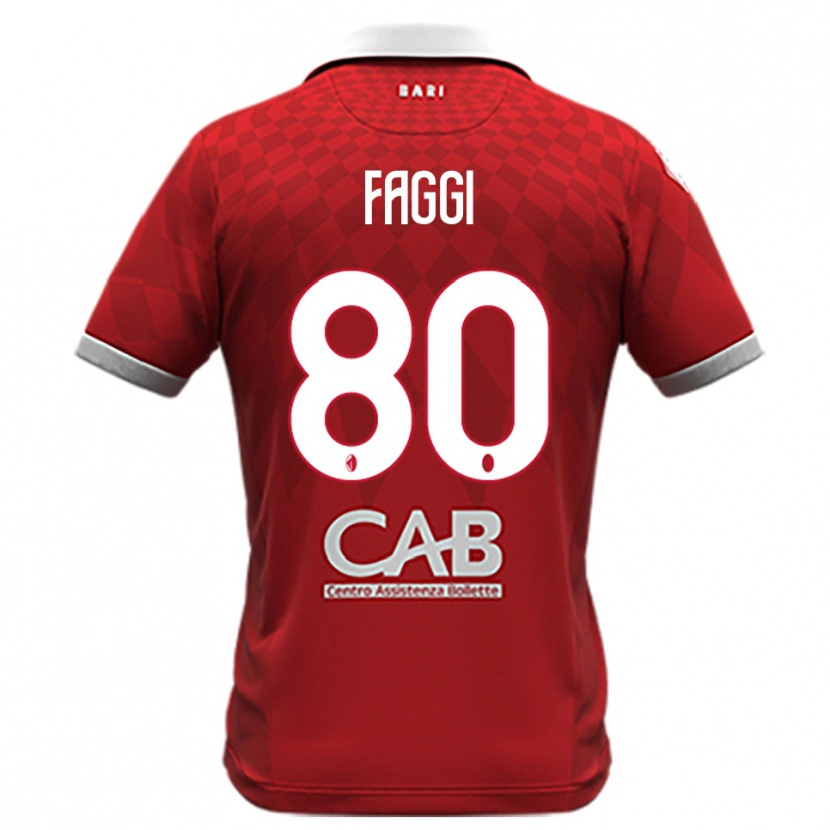 Danxen Hombre Camiseta Filippo Faggi #80 Rojo Blanco 2ª Equipación 2025/26 La Camisa