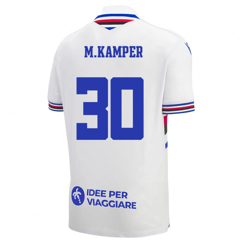 Danxen Hombre Camiseta Maia Leona Kamper Rodrigues #30 Blanco Azul Rojo 2ª Equipación 2025/26 La Camisa