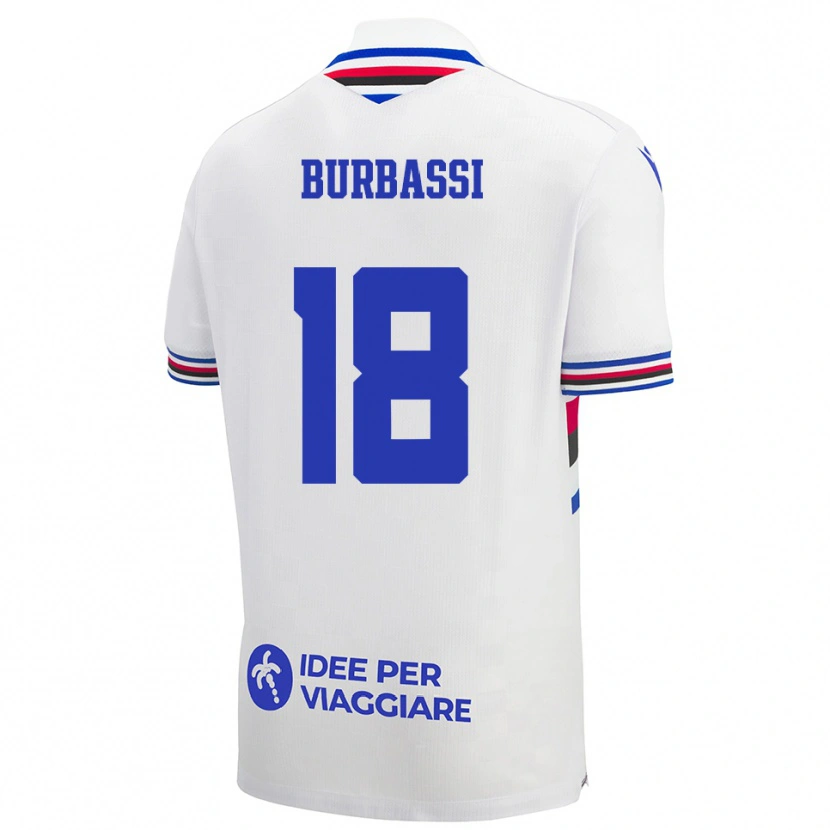 Danxen Hombre Camiseta Giada Burbassi #18 Blanco Azul Rojo 2ª Equipación 2025/26 La Camisa
