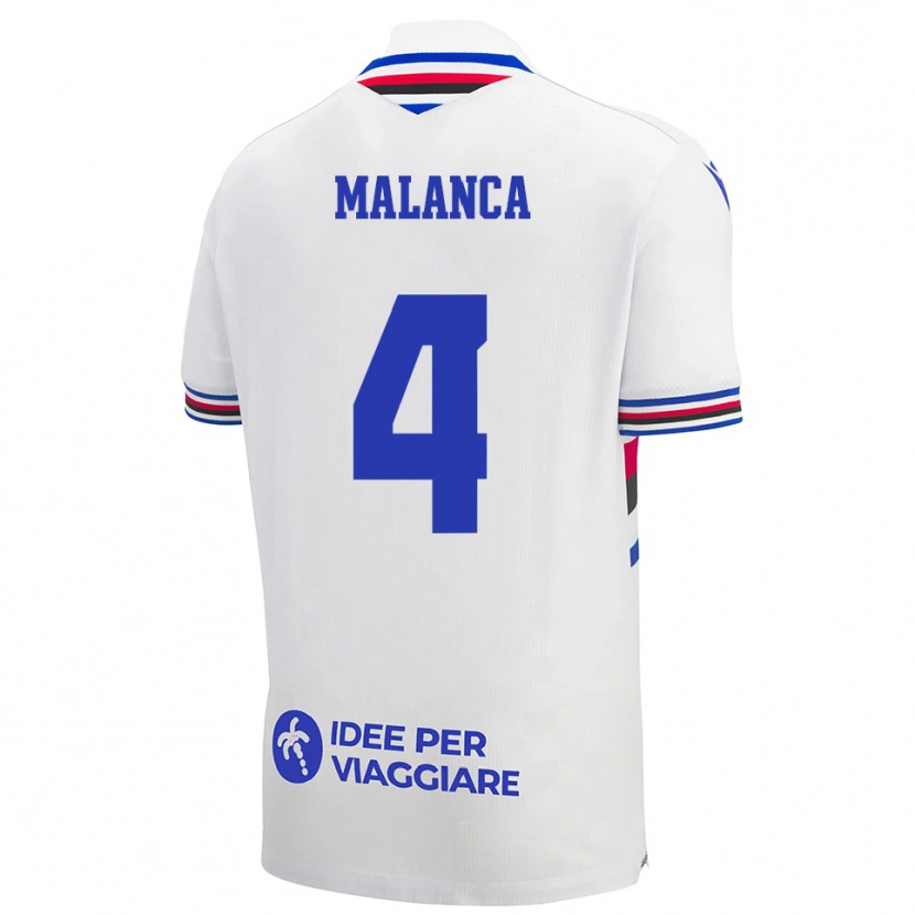 Danxen Hombre Camiseta Lorenzo Malanca #4 Blanco Azul Rojo 2ª Equipación 2025/26 La Camisa