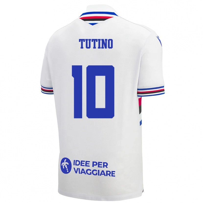 Danxen Hombre Camiseta Gennaro Tutino #10 Blanco Azul Rojo 2ª Equipación 2025/26 La Camisa
