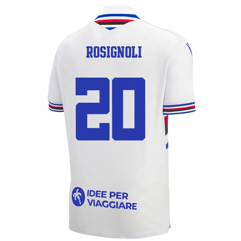 Danxen Hombre Camiseta Syria Rosignoli #20 Blanco Azul Rojo 2ª Equipación 2025/26 La Camisa