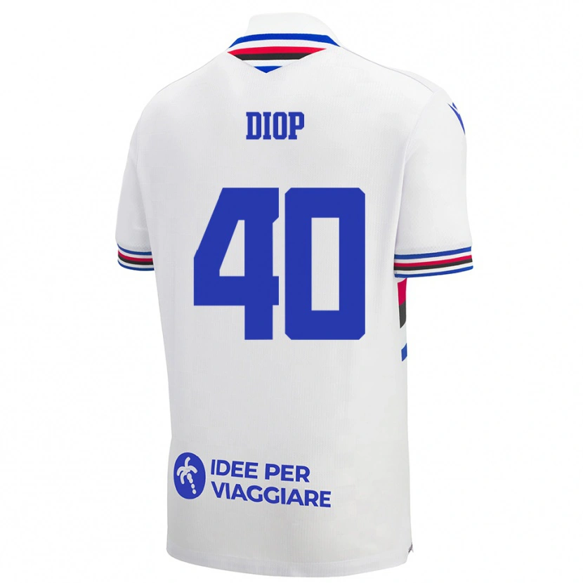 Danxen Hombre Camiseta Karim Diop #40 Blanco Azul Rojo 2ª Equipación 2025/26 La Camisa