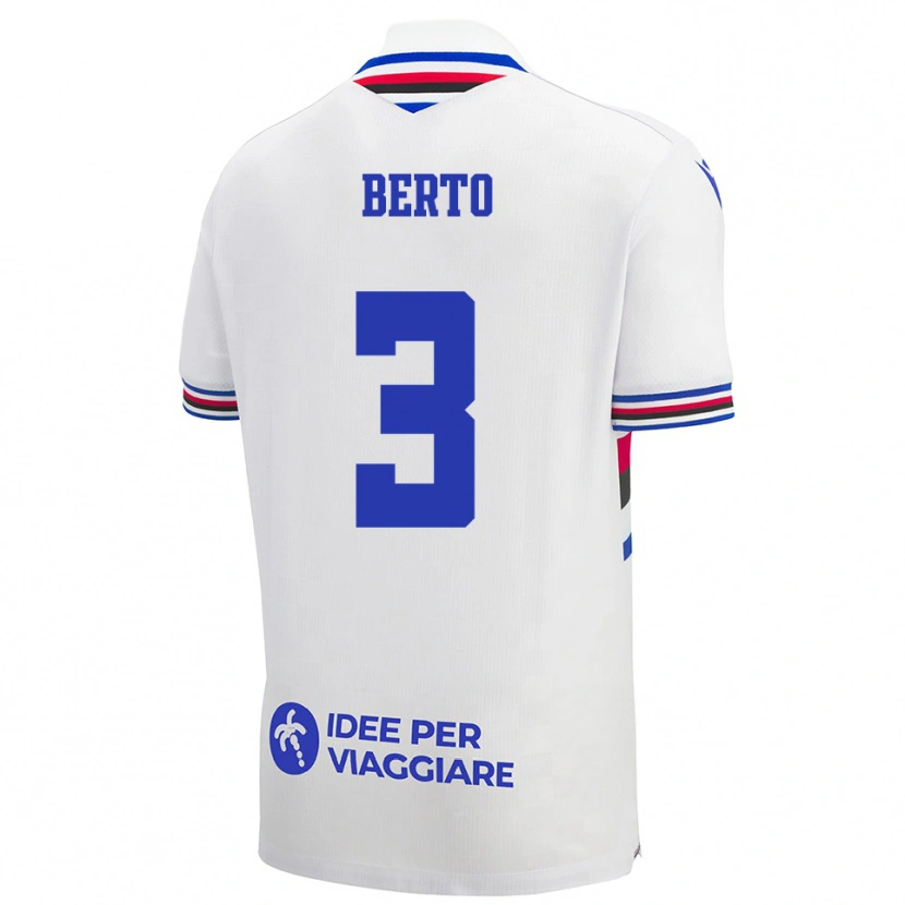 Danxen Hombre Camiseta Nicolò Berto #3 Blanco Azul Rojo 2ª Equipación 2025/26 La Camisa