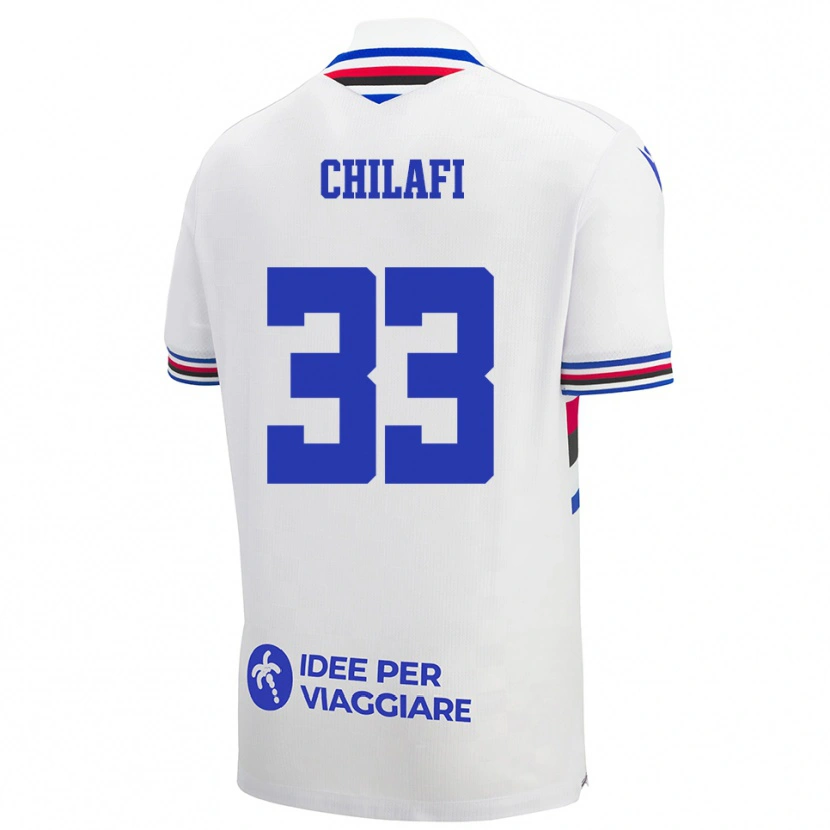 Danxen Hombre Camiseta Ardijan Chilafi #33 Blanco Azul Rojo 2ª Equipación 2025/26 La Camisa