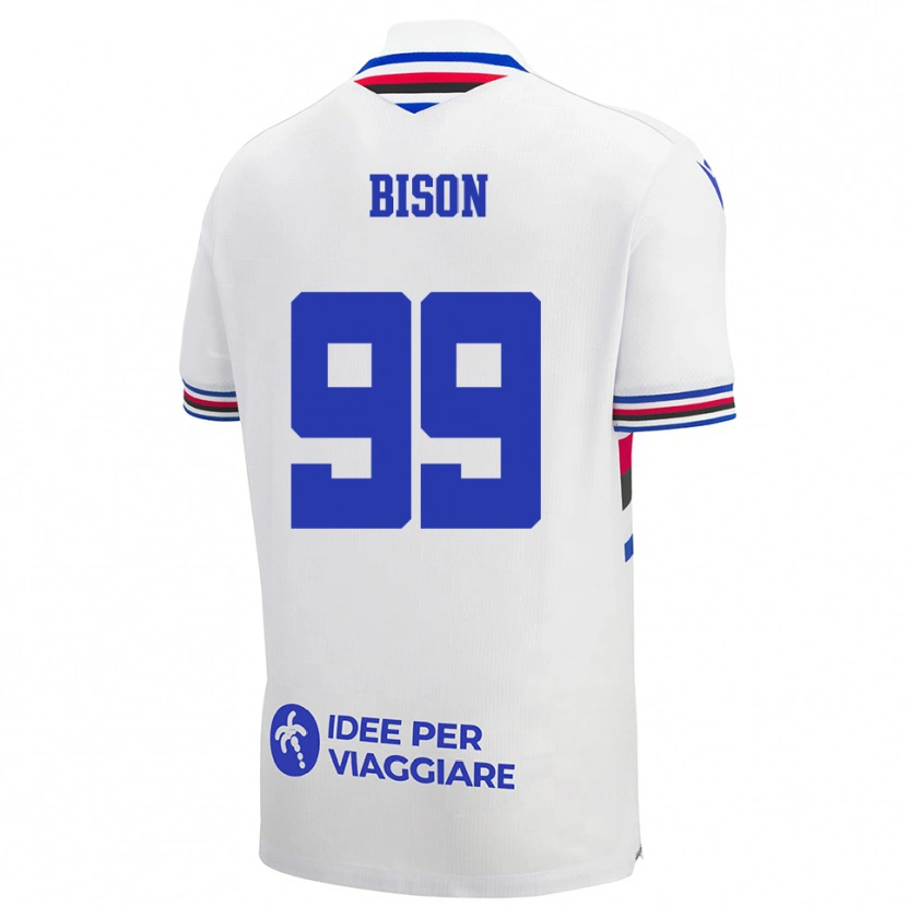 Danxen Hombre Camiseta Giulia Bison #99 Blanco Azul Rojo 2ª Equipación 2025/26 La Camisa
