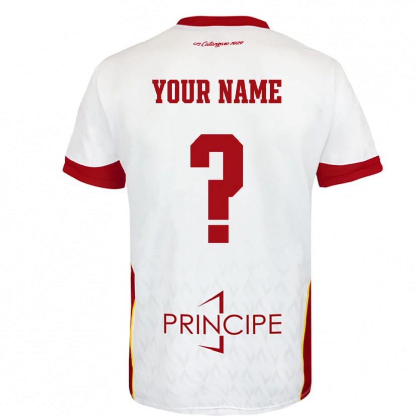 Danxen Hombre Camiseta Su Nombre #0 Blanco Rojo 2ª Equipación 2025/26 La Camisa